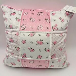 Soho Loft Pink Floral Patchwork Decorative Throw Pillow 18x18 Down Alternative